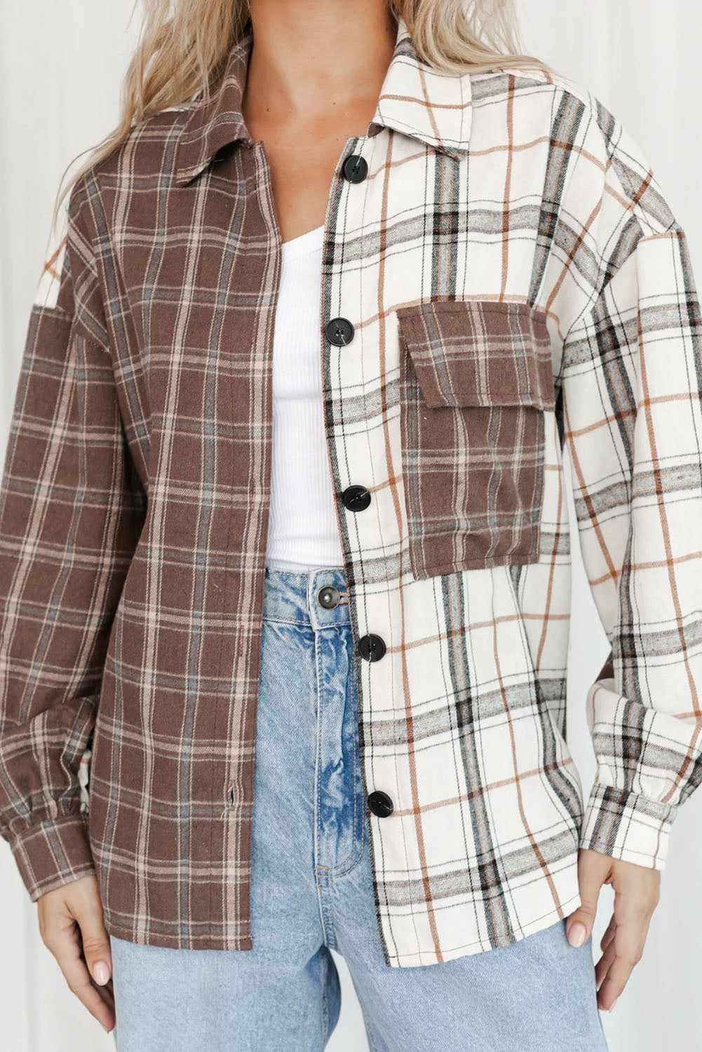 Mixed Plaid Soft Oversized Shirt