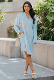 Striped Shirt Midi Dress with Sash