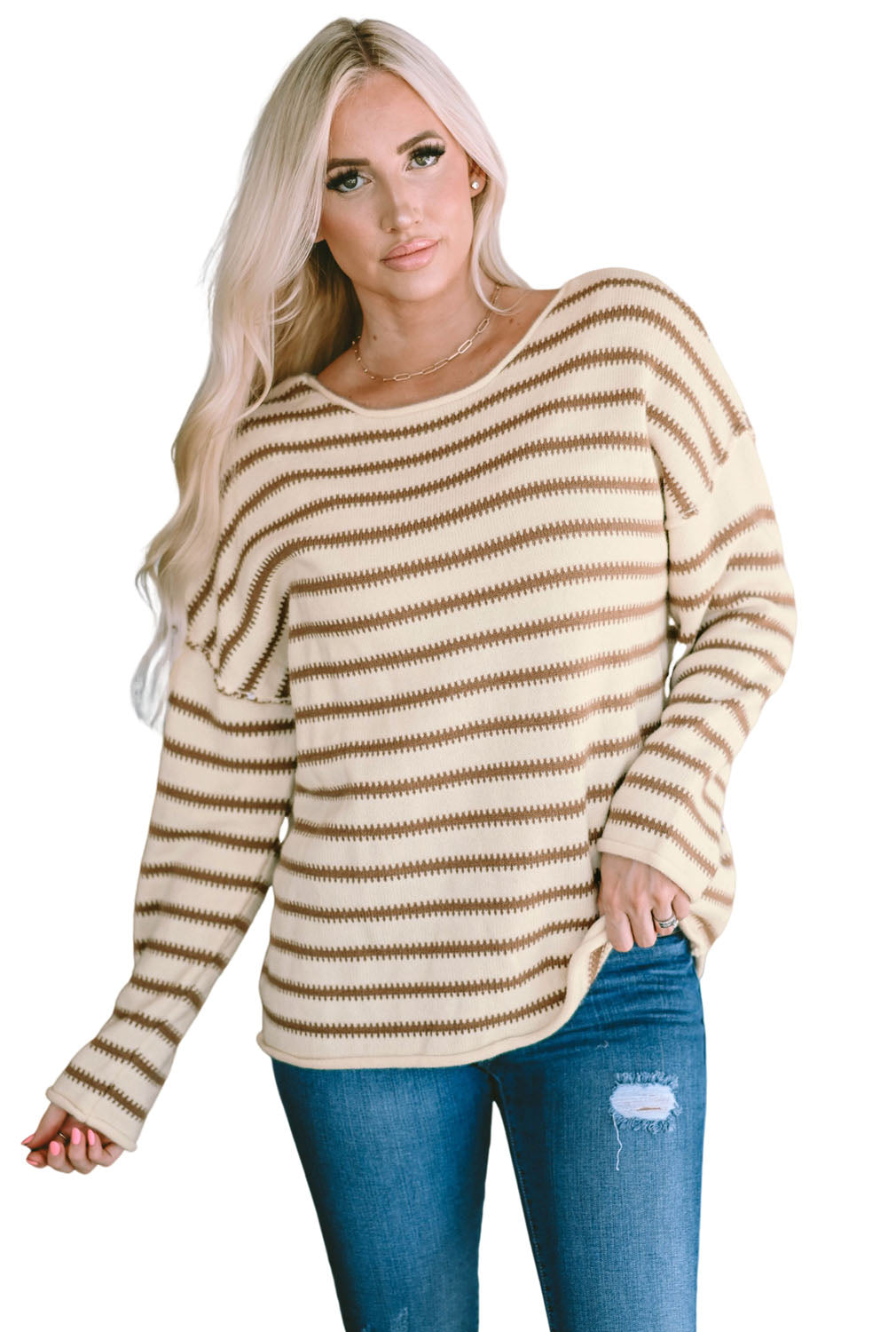 Striped Drop Shoulder Oversized Sweater