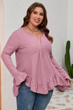 Plus Size Ruffled Waffle Knit Babydoll Top