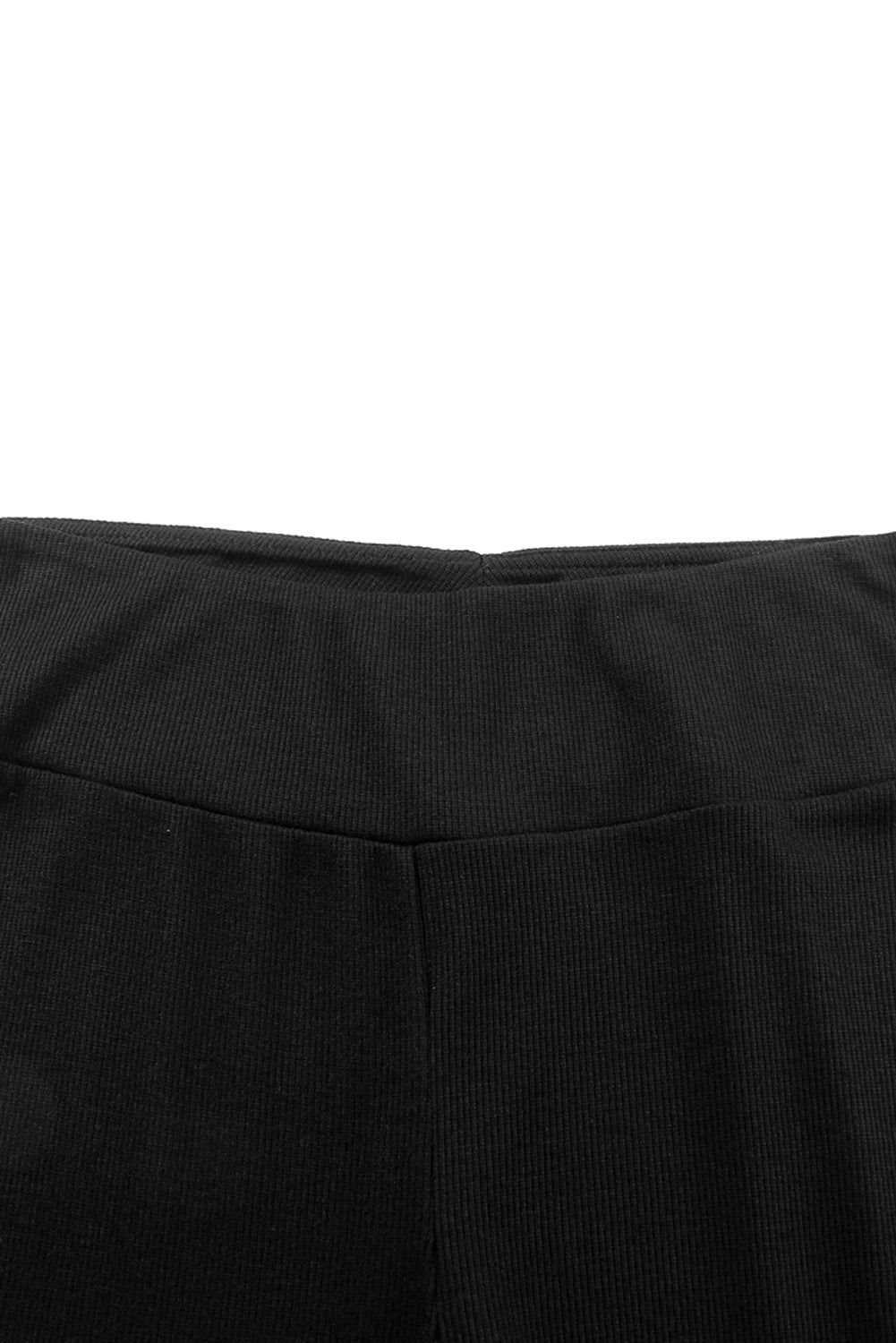 Leggings fendus taille haute en tricot côtelé noir