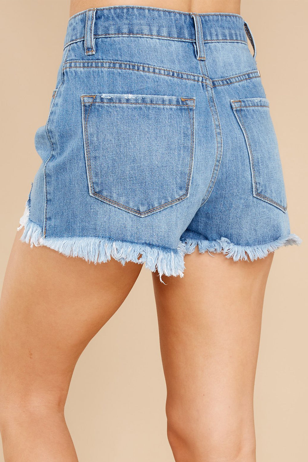 Distressed Frayed Denim Shorts