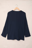 V Neck 3/4 Sleeve High Low Hem Shirt