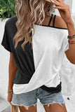 Asymmetric Strappy Cold Shoulder Long Sleeve Top