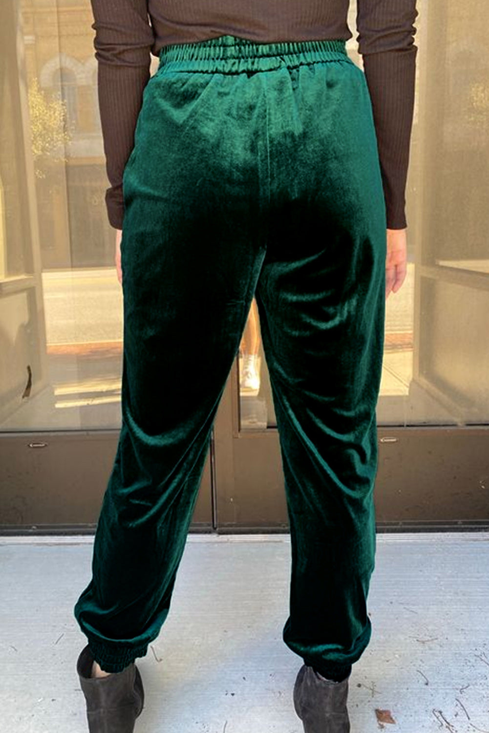 Solid Velvet Jogger Pants