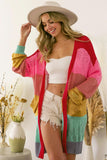 Color Block Patchwork Open Front Cardigan