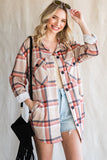 Chest Pockets Buttoned Oversized Plaid Shacket