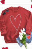 Red Solid Round Neck Raglan Sleeve Sweatshirt