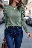 Buttoned Puff Long Sleeve Sheath Top