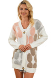 Multicolor Flower Pattern Buttoned Front Knit Cardigan