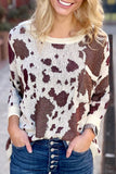 Print Side Slit Knit Sweater