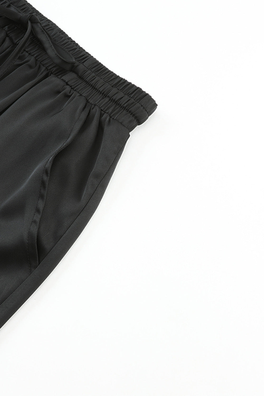 Satin Pocketed Drawstring Elastic Waist Pants