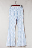 High Waist Striped Print Flared Pants