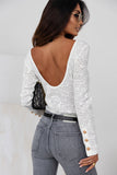 Floral Lace Buttoned Long Sleeve Bodysuit