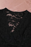 V Neck Lace Sheer Puff Sleeve Bodysuit