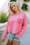 Lace Patch Pocket Long Sleeve T-shirt