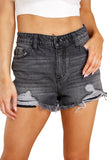 Distressed Frayed Denim Shorts