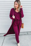 Elastic Drawstring Waist Jumpsuit and Duster Set