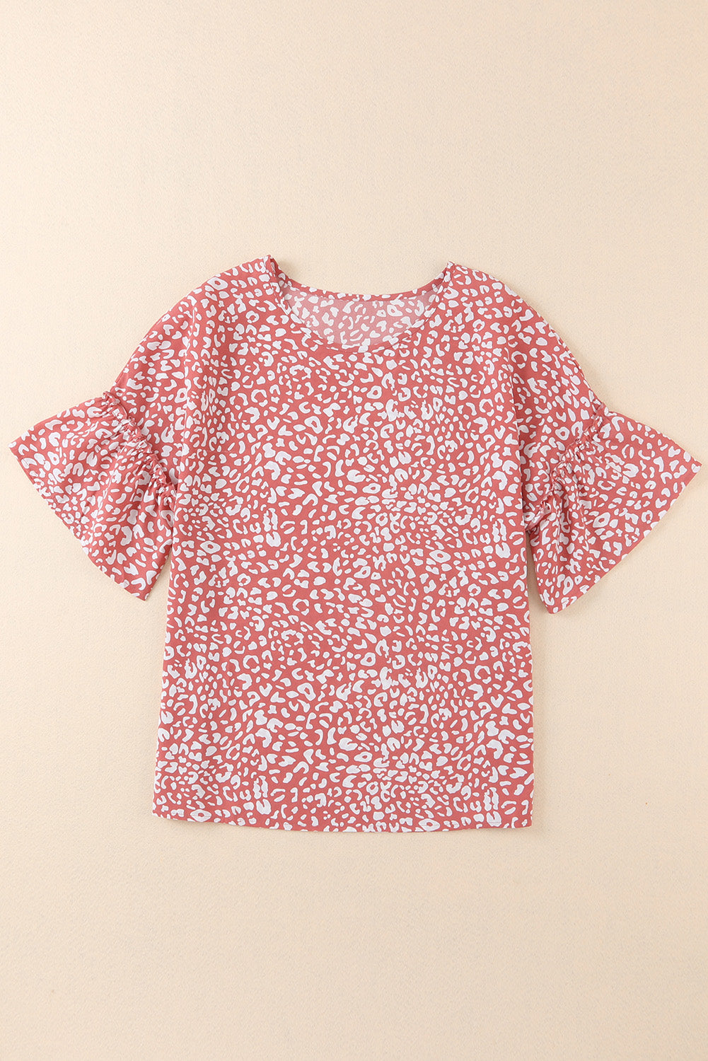 Leopard Spotted Ruffle Sleeve T-Shirt