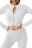 Full Zipper Ribbed Seamless Long Sleeve Yoga Top