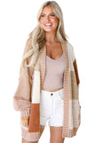 Checkered Pattern Open Front Drop Shoulder Slouchy Cardigan