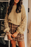 Hollowed Bubble Sleeve Knit Sweater