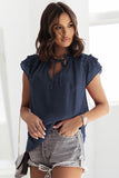 Tiered Ruffled Drawstring V Neck Top