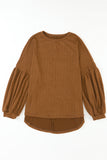 Faux Knit Jacquard Puffy Long Sleeve Top