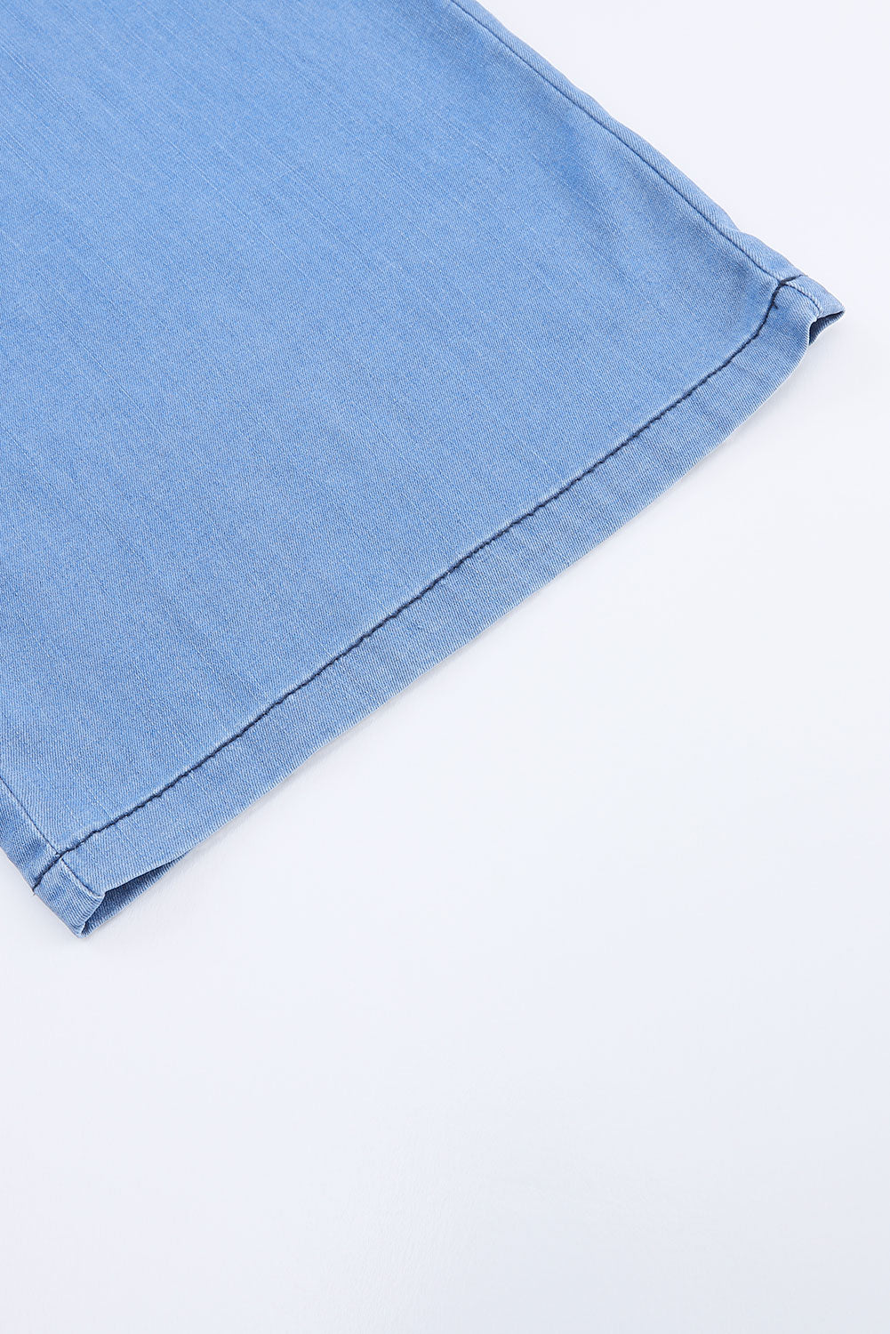 Blue Drawstring Waist Wide Leg Tencel Denim Pants