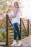 Leopard Patchwork Long Sleeve Plus Size Top