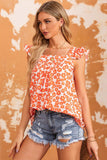 Floral Print Square Neck Ruffle Tank Top