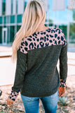 Leopard Contrast Trim Knit Top