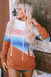 Striped Colorblock Pocketed Hoodie