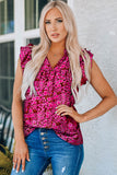 Floral Print Tiered Flutter Sleeve V Neck Top