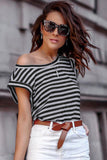 Striped Butterfly Sleeve T Shirt