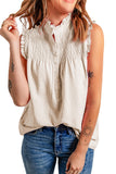 Frilled Tank Top with Buttons