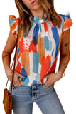 Printed Ruffle Flutter Sleeve Tank Top