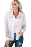 Lace See-through Button Collared Shacket