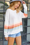 Ribbed Round Neck Striped Sweater