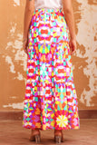 Abstract Floral Pattern Maxi Skirt