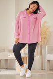 Plus Size Waffle Knit Exposed Seam Shirt