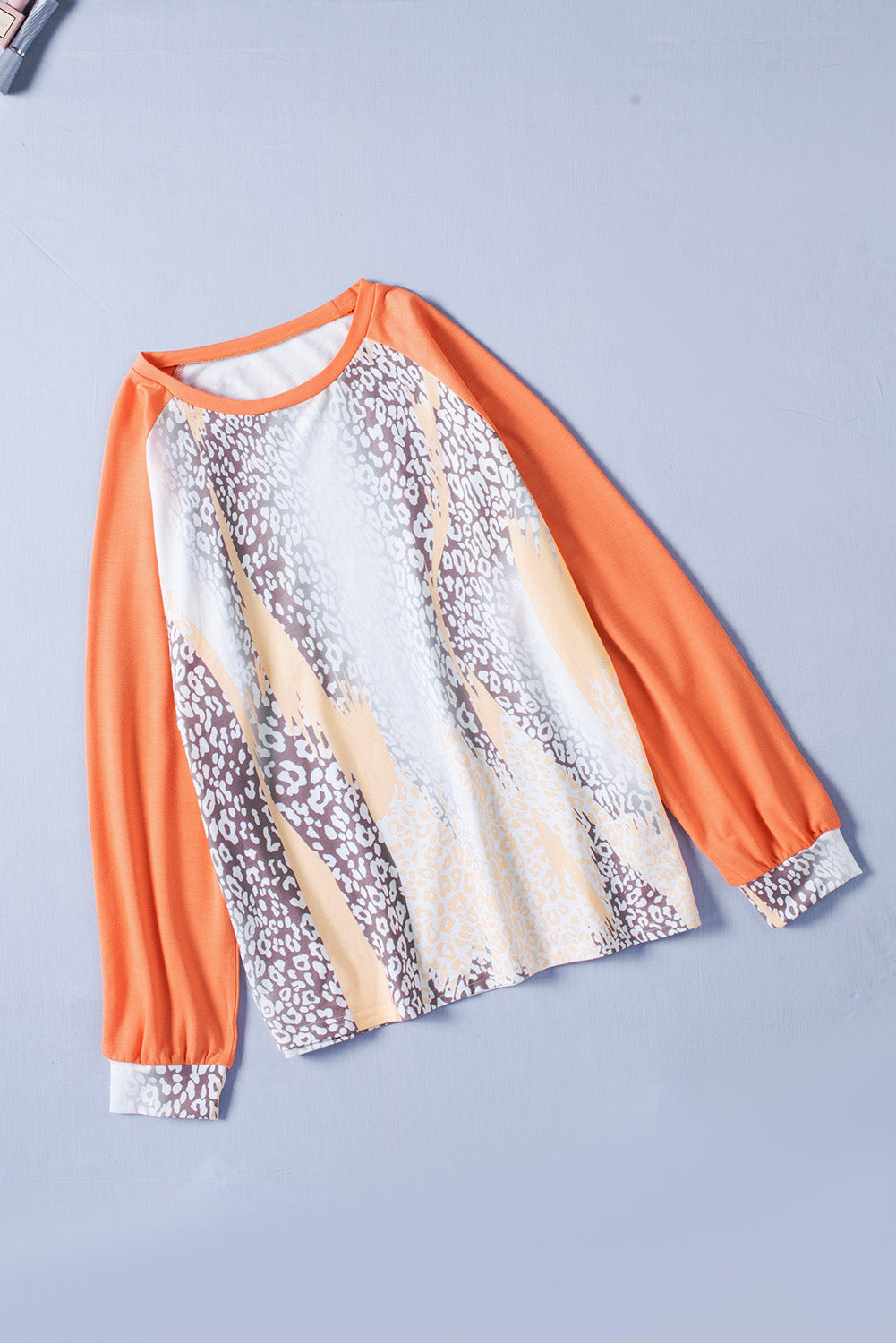 Snakeskin Print Raglan Long Sleeve Plus Size Top