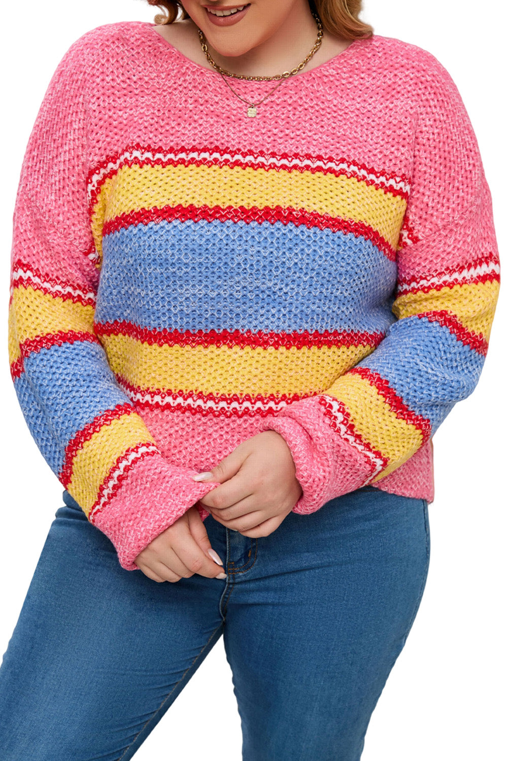 Plus Size Stripe Oversized Sweater