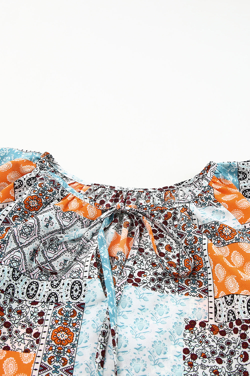 Boho Mixed Patterns Flutter Sleeves Top