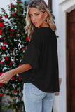 Joint Bubble Sleeve Round Neck Blouse