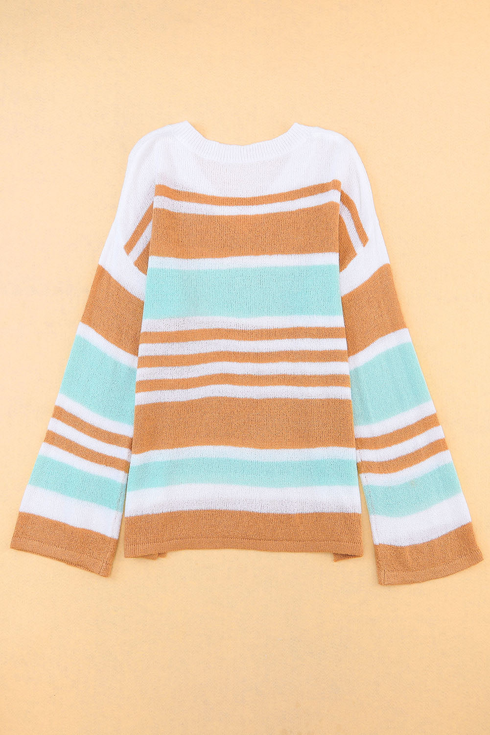 Colorblock Stripe Long Sleeve Split Sweater