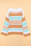 Colorblock Stripe Long Sleeve Split Sweater