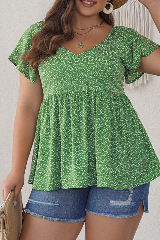 Plus Size Floral Peplum Top