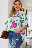 Flower Print Chest Pocket V Neck Blouse