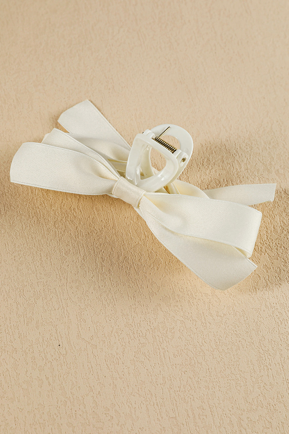 White Bow Decor Large Hair Claw Clip